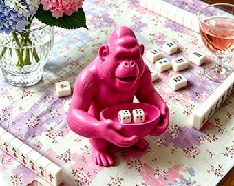 Affe Mahjong Tablett,Amerikanische Mahjong Würfel Halter, Spielabend Geschenk, Mahjong Zubehör