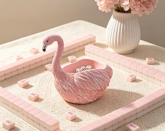 Flamingos Mahjong Würfeltablett, amerikanischer Mahjong Würfelhalter, Mahjong Tischzubehör, Geschenke für Mahjong Enthusiasten