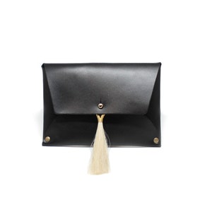 Thalia Envelope Clutch with Natural Horsetail tassel