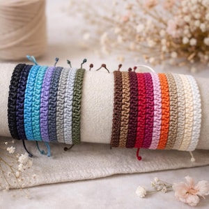 Adjustable Macrame Friendship Bracelet, Minimalist Woven Cord, Custom Colour Gift