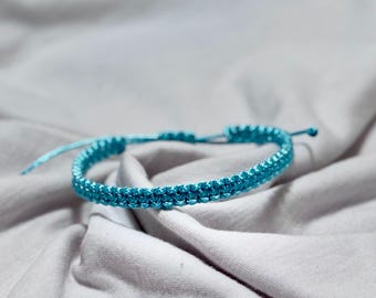 Turquoise Macrame Bracelet, Adjustable Friendship Jewelry, Handmade Minimalist Gift for Her, Couple Accessory
