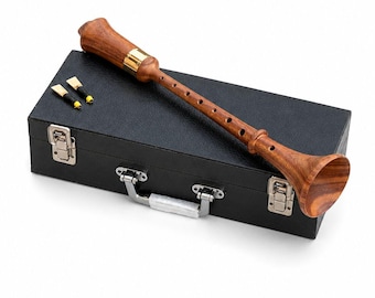 Brown Rosewood RAUSCHPFEIFE Chanter Medieval Shawm Instrument With Free Reeds & Hard Case