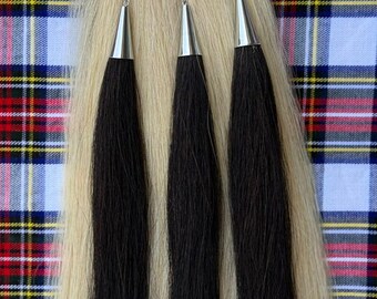 Sporran da uomo in crine di cavallo bianco 3 nappe nere Sporran kilt lungo scozzese con cinturino a catena