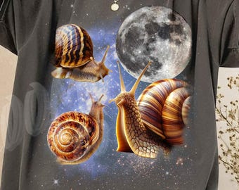 Retro Snail Moon Shirt, Vintage Celestial Snail Tee, Aesthetic 90s Nature Art, Moonlit Snail Graphic T-Shirt, Cottagecore Snail Lover Gift