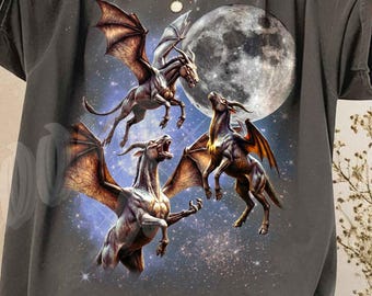 Three Jersey Devil Moon Shirt, Vintage Cryptid Galaxy Tee, Celestial Monster Art, Aesthetic 90s Folklore Graphic Top, Mythical Creature Gift