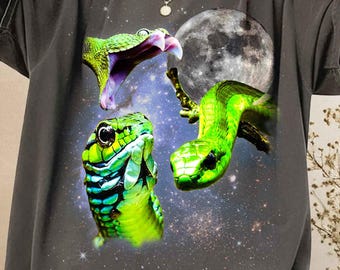 Retro Boomslang Snake Shirt, Vintage Forest Serpent Tee, Celestial Mystic Nature Art, Aesthetic 90s Reptile Tshirt, Cottagecore Snake Gift