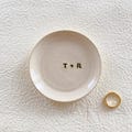 Personalized Minimalist Letter Wedding Ring Ceramic Dish, Custom Minimalist Letter Jewelry Dish, Bridesmaid Jewelry Dish, Bridesmaid Gift product logo