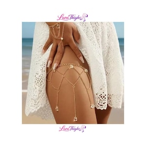 Gold Crystal Thigh Chain Body Jewelry – Boho Beach Festival Leg Chain