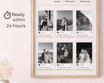 Custom Instagram Profile Print | Personalized Photo Poster | Couple Gift | Travel Memories Wall Art