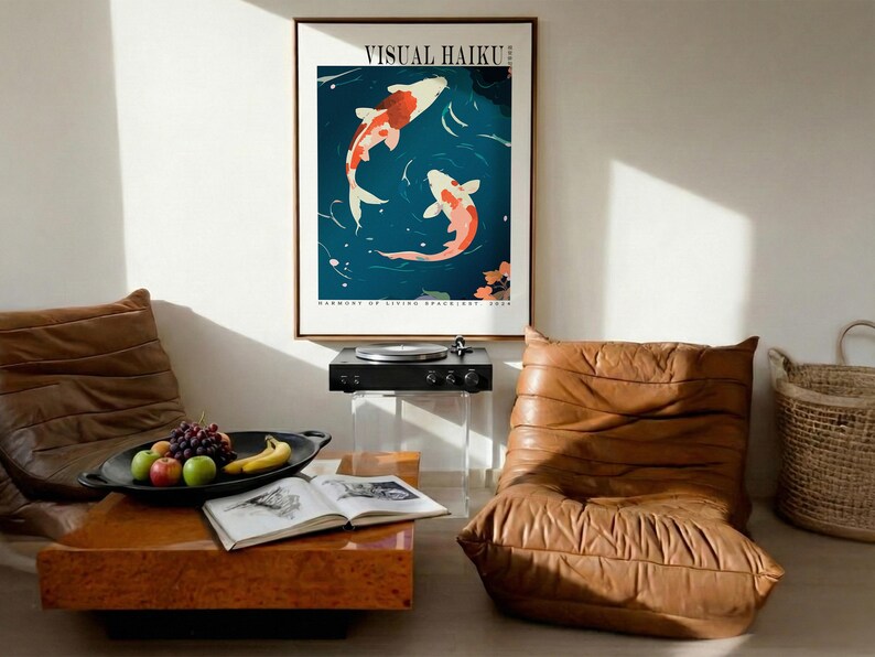 Visual Haiku Koi Fish Art: Zen Japandi Poster, Yin Yang Koi Print ...