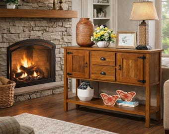 Mid Century Modern Sideboard,  Large Wood Media Console,  Buffet Cabinet, Rustic Tv Stand