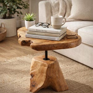 Handmade Teak Root Side Table , Natural Wood Accent Table , Cedar Root Stool ,Rustic Plant Stand