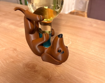 Portabottiglie a forma di bassotto sdraiato – Divertente supporto per bottiglie di vino – Decorazione originale – Regalo per amanti del vino – Stampato in 3D