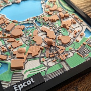 Mapa del parque EPCOT Disney World – Miniatura 3D multicolor impresa a medida
