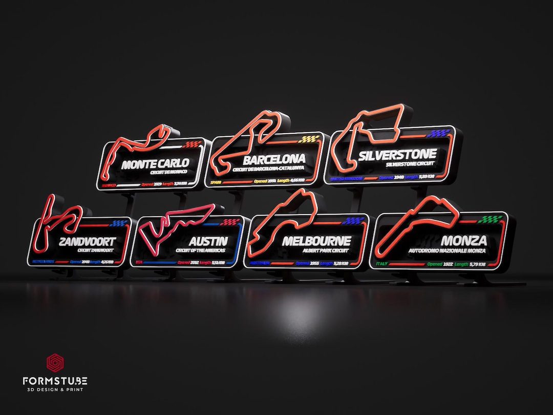 F1 Racking Signs 3D Printed F1 Track Stand – Formula 1 Modular Calendar – F1 Fan Desk ...