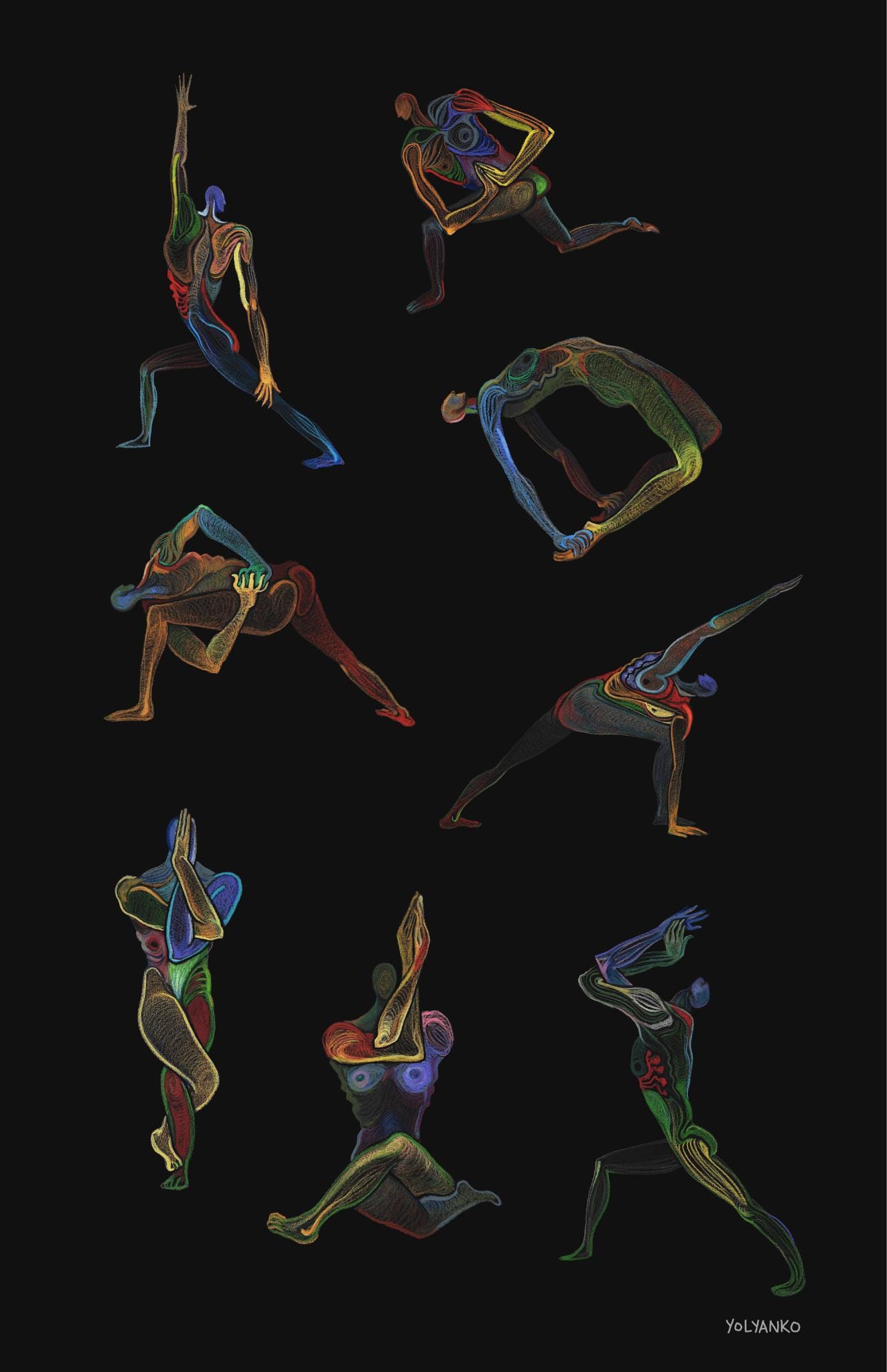 Yoga Sequence Contrast Colors Yoga Pose | Design 2| Downloadable Design ...