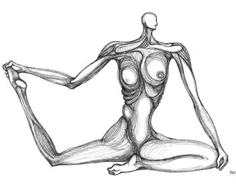 Giro | En blanco y Negro| Pose de Yoga| Diseño descargable para decoración y meditación