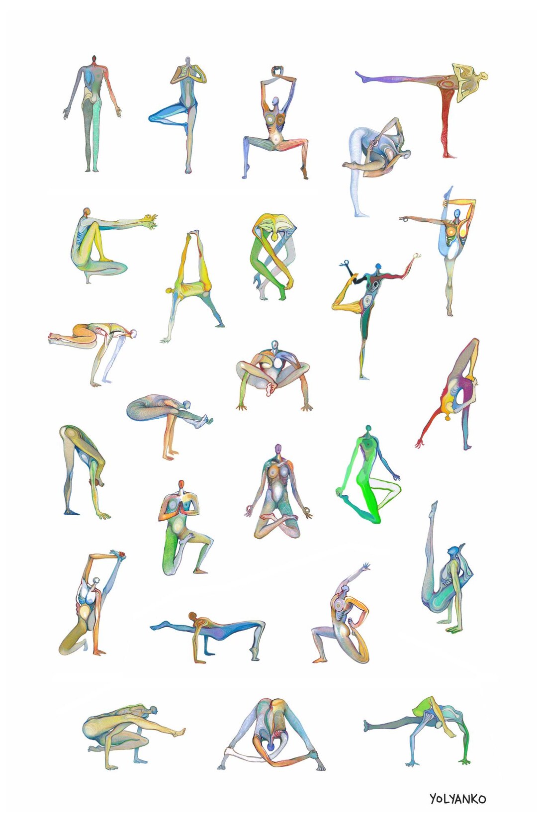 Yoga Sequence Colors Yoga Pose | Downloadable Design for Decor and ...