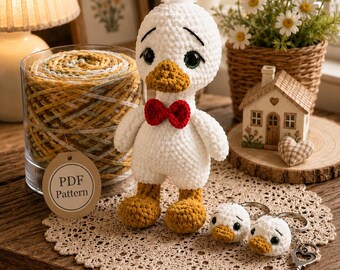 No-Sew Goose Crochet Pattern PDF, Cute Goose Amigurumi Plush Tutorial, Easy Beginner Crochet Goose Toy, DIY Kawaii Plushie