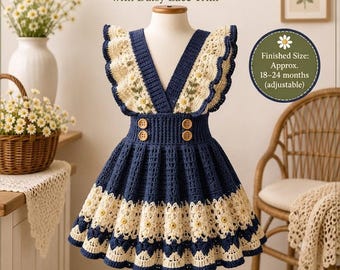 Crochet Baby Dress Pattern PDF, Daisy Dress Crochet Pattern, Toddler Summer Dress, Baby Girl Crochet Dress, Instant Download