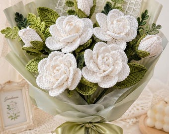 Gardenia Crochet Pattern PDF, Realistic Flower Bouquet, Wedding Flower Crochet, Beginner Friendly Floral Pattern,DIY Home Decor,gift for her