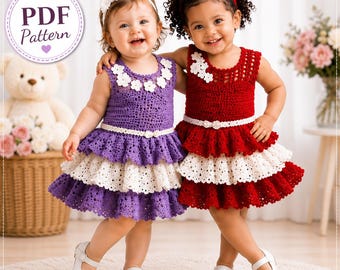 Crochet Baby Dress Pattern PDF, Toddler Girl Dress Pattern, Ruffle Dress Crochet, Flower Girl Dress, Baby Frock PDF, Instant Download