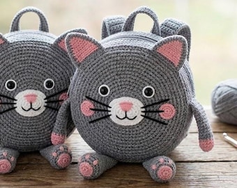 Crochet Cat Backpack Pattern PDF | Kids School Bag DIY | Cute Cat Face Plush Animal Bag | Beginner Friendly Crochet Backpack Tutorial