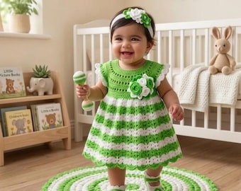 Crochet Baby Blossom Dress Pattern PDF, Baby Girl Dress Crochet Pattern, Shell Stitch Dress, Bow Dress Pattern, Newborn Dress, Baby Outfit