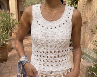 Crochet Tunic Top Pattern PDF, Lace Crochet Top, Summer Boho Shirt Pattern, Women's Crochet Blouse, Beach Cover Up, Seamless Top