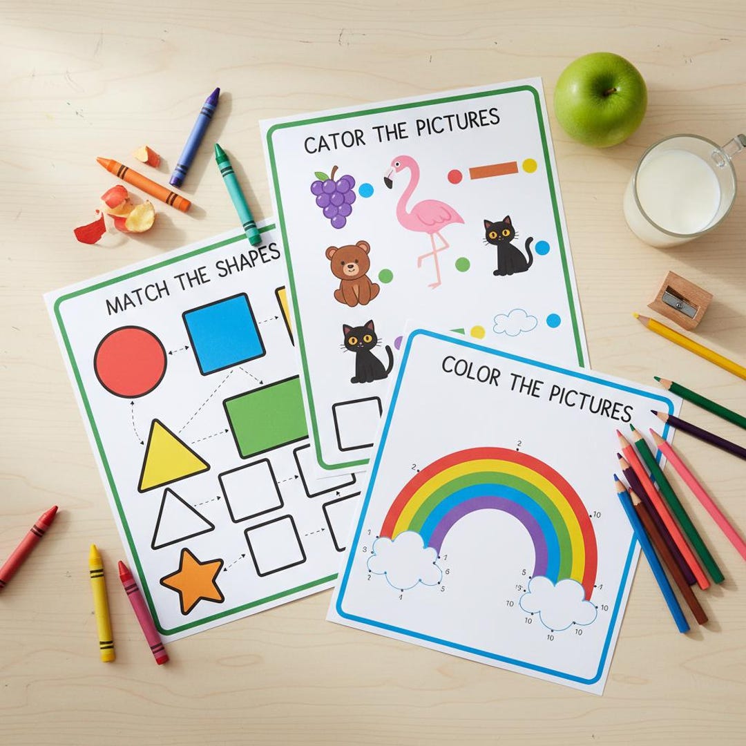 Shapes and Colors Worksheets | 30 Printable Pages | Preschool Toddler