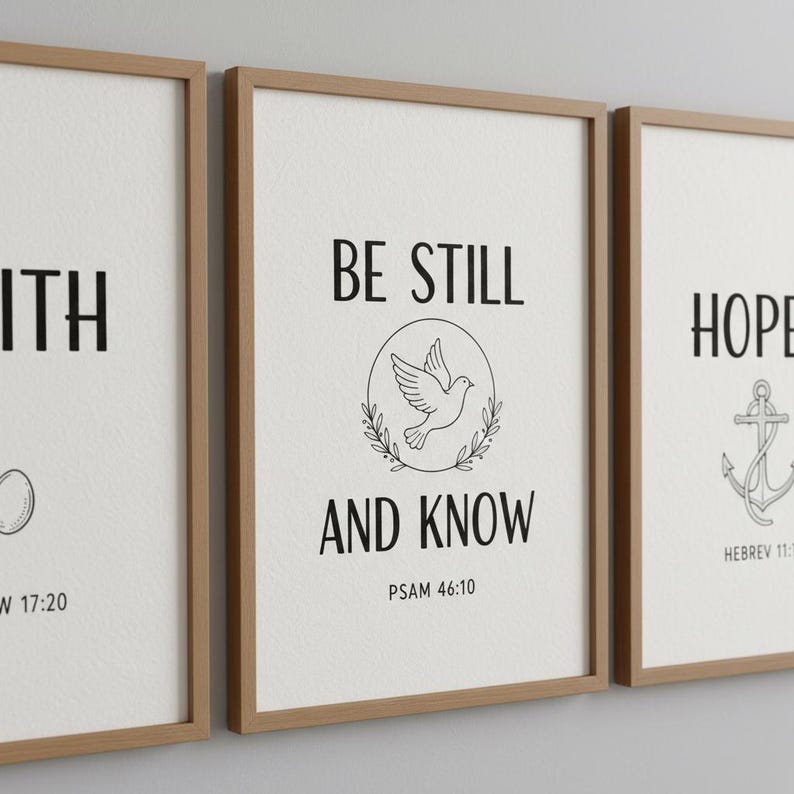 Scripture Wall Art Set | 6 Printable Bible Verse Prints | Christian ...