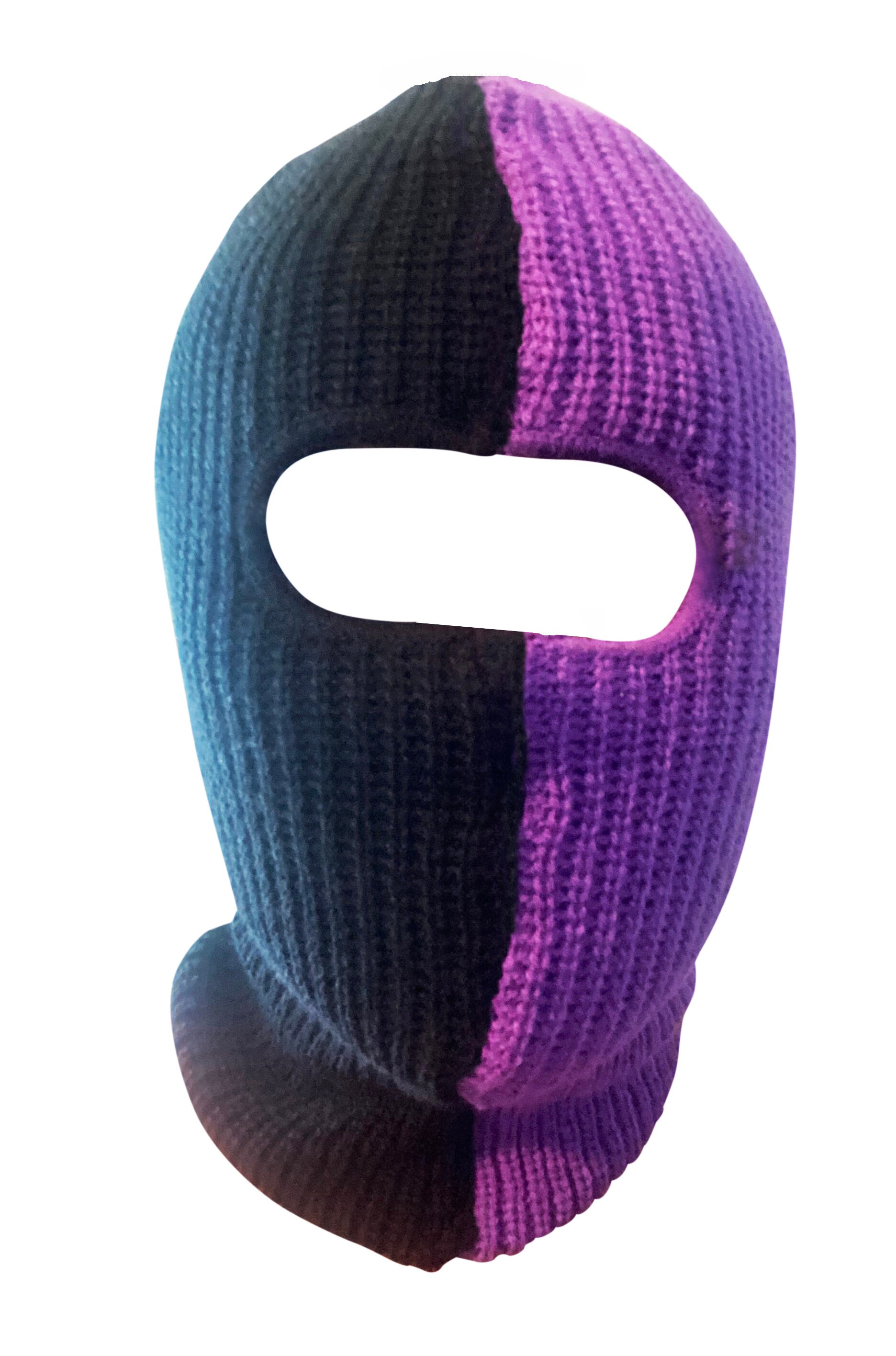 Balaclava Purple and Black colors 1 hole Half Purple Half Etsy