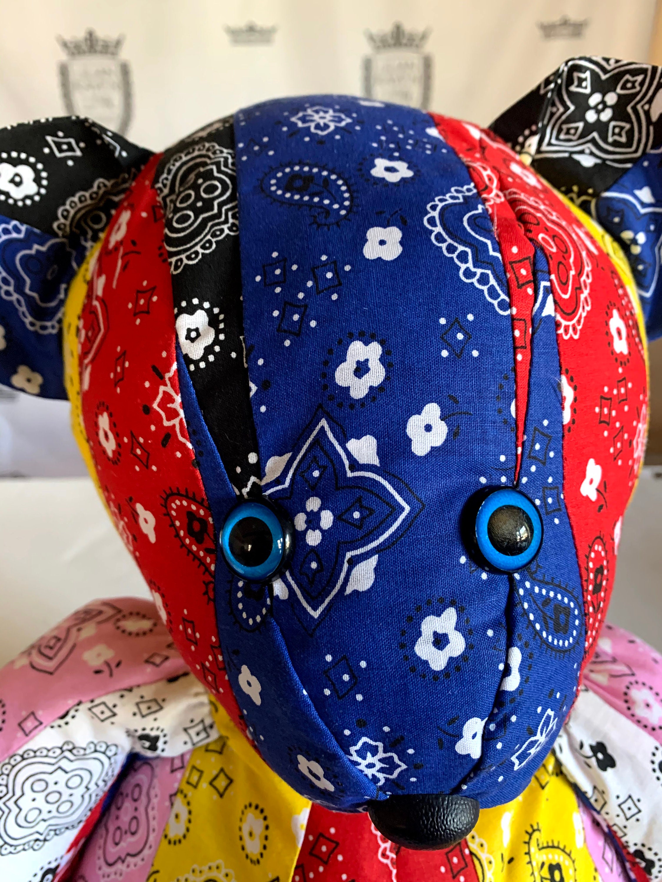 Backpack Teddy Bear Bandana Fabric Plush Toy Bag Kente  display picture 3