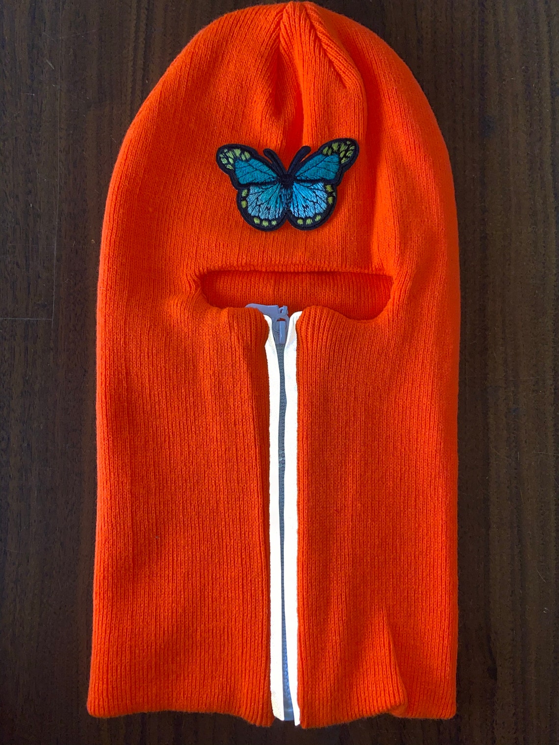 Neon Orange Reflective Zip up Balaclava With 1 Butterfly Ski Etsy