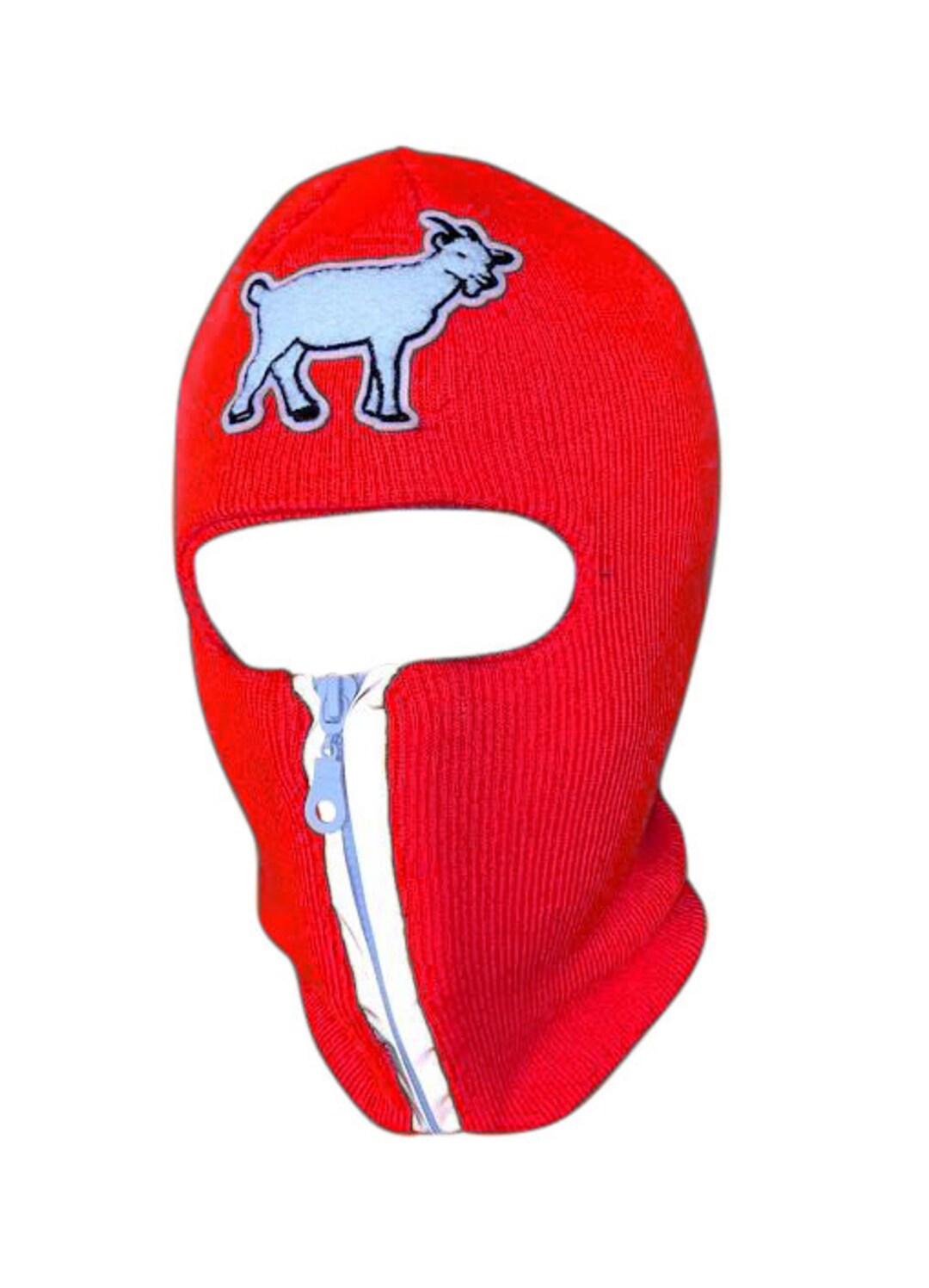 Red Reflective Zip up Balaclava With White Goat Emblem, Ski Mask Etsy