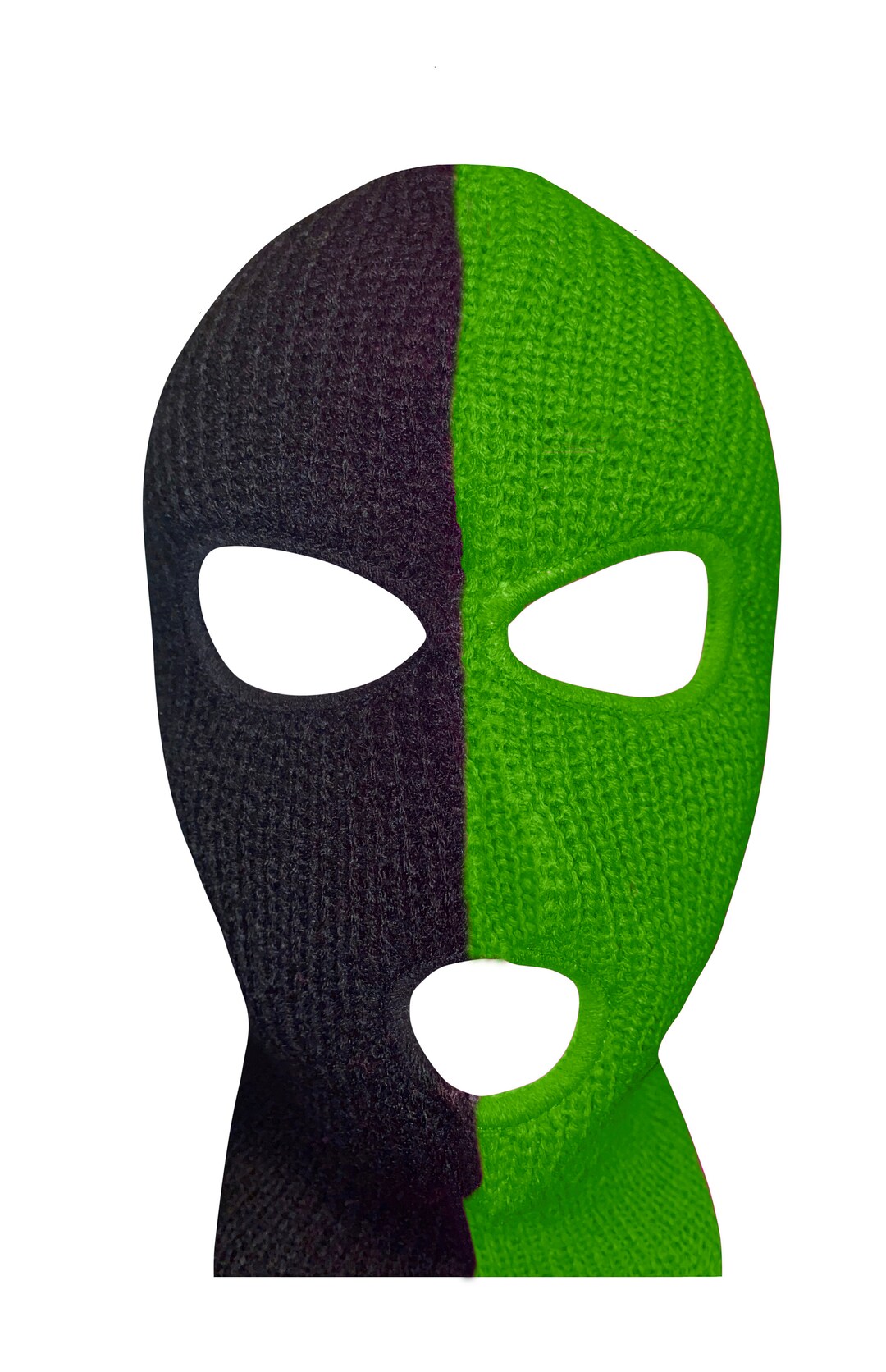 Ski Mask Emerald Green and Black Colors 3 Holes Half Green Etsy