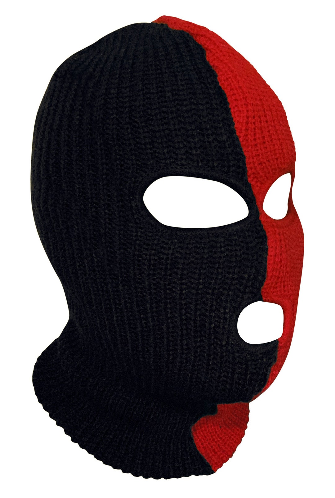 Ski Mask Red and Black Two Tone 3 Holes Half Red Half Black - Etsy