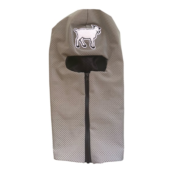 Reflective Zip up Balaclava With White Goat Emblem, Ski Mask