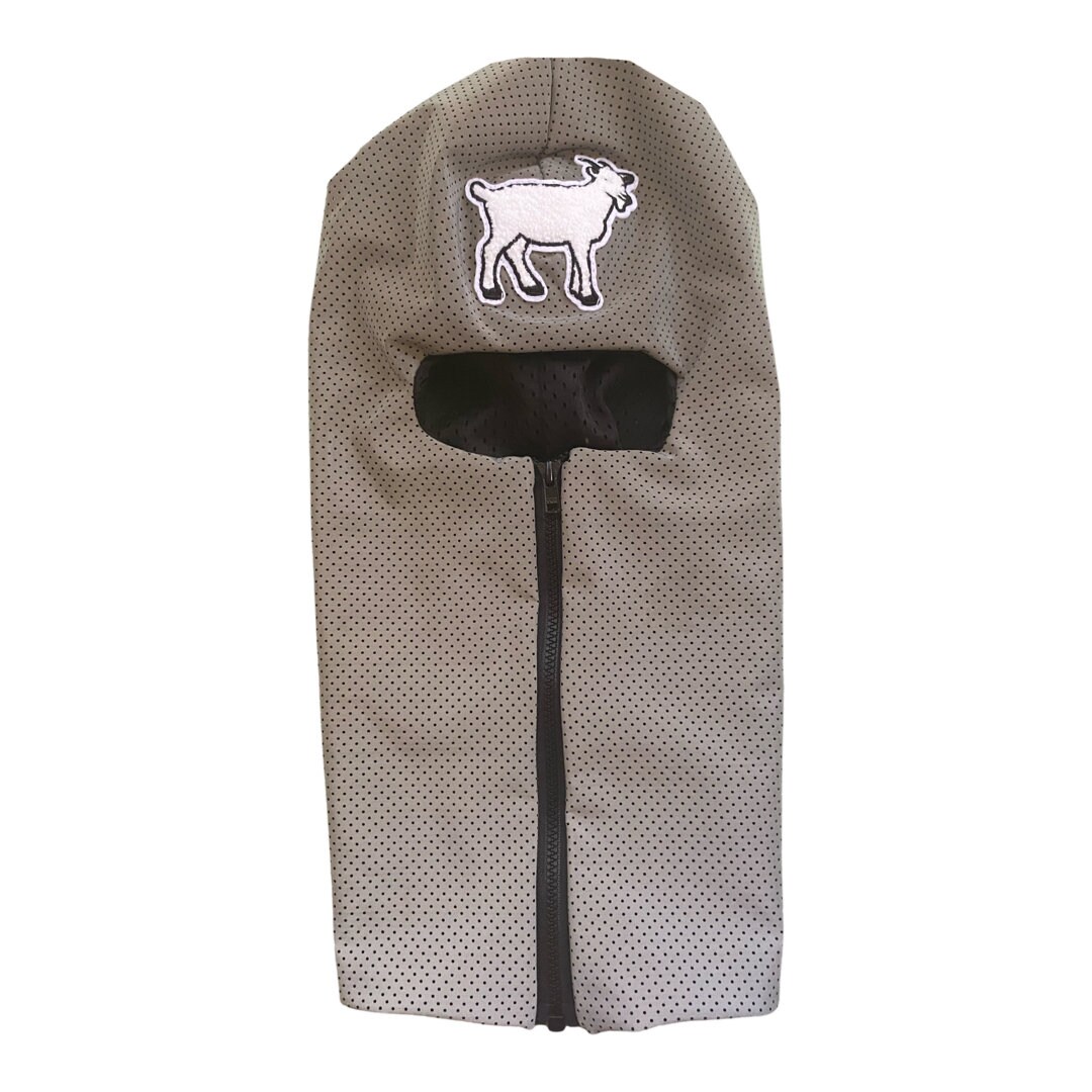 Reflective Zip up Balaclava With White Goat Emblem, Ski Mask