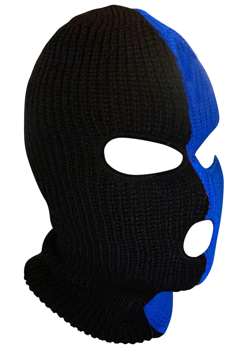 Ski Mask Blue and Black colors 3 holes Half Blue Half Black Etsy