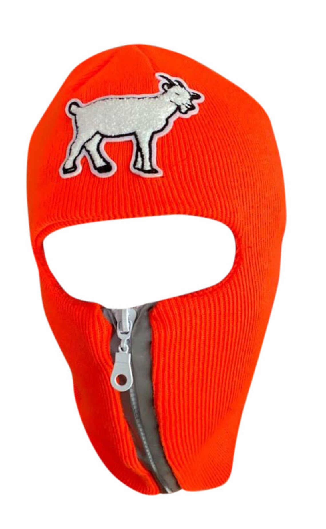 Neon Orange reflective zip up Balaclava with goat emblem ski Etsy