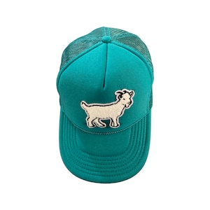 Teal Trucker Hat Goat Emblem