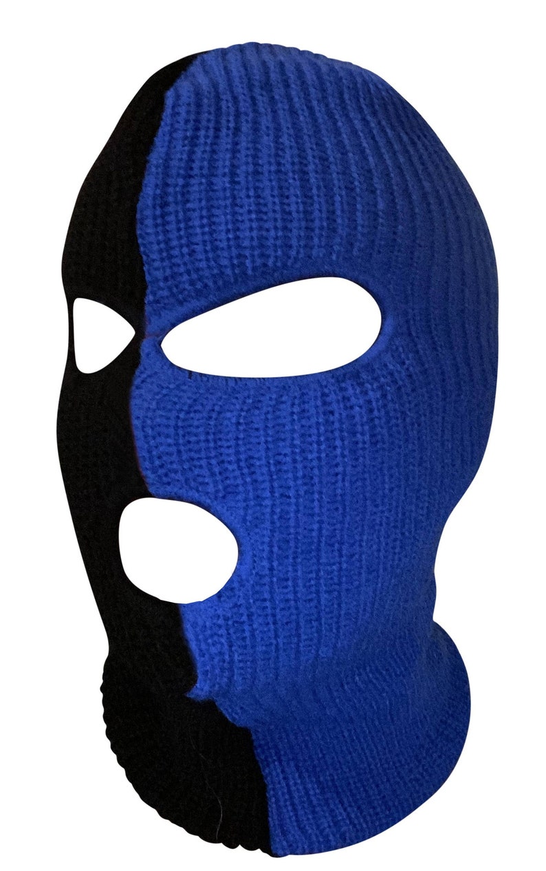Ski Mask Blue and Black colors 3 holes Half Blue Half Black | Etsy