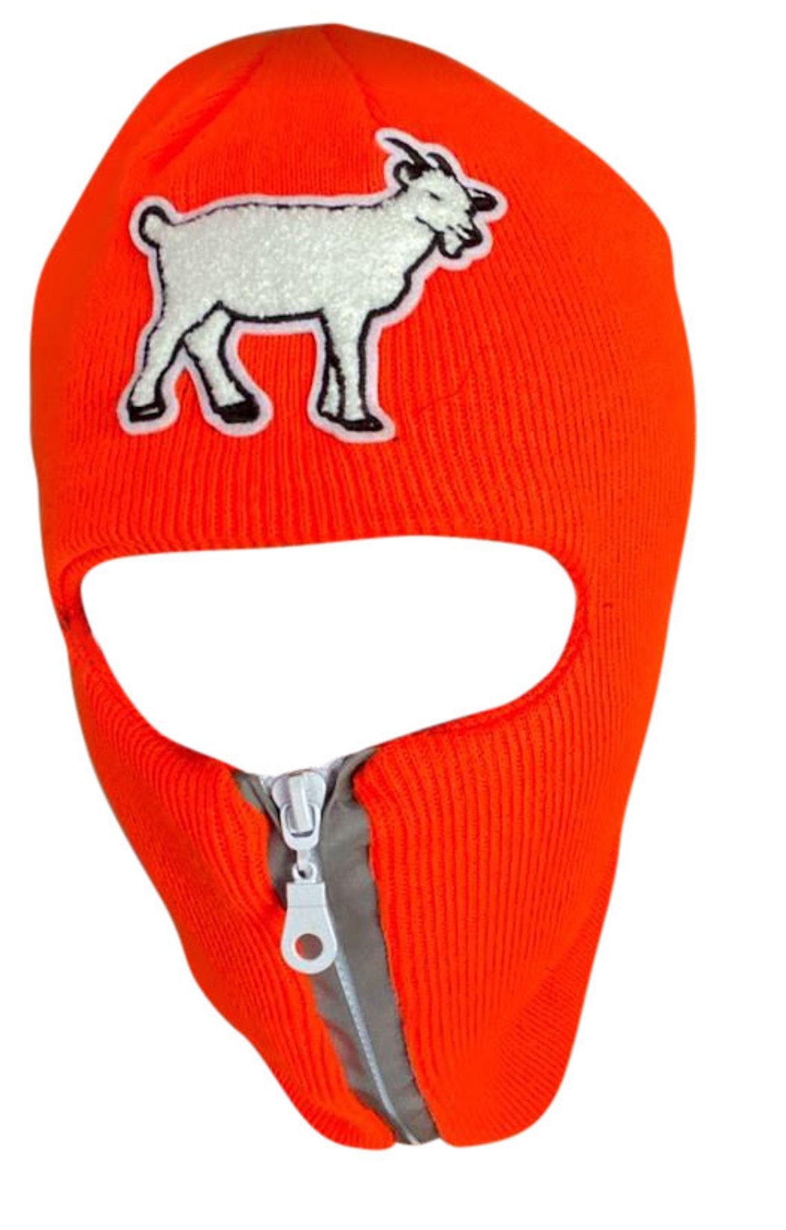 Neon Orange Reflective Zip up Balaclava With White Goat Etsy