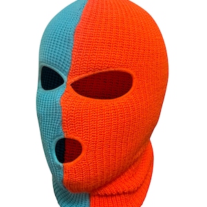 Aqua Orange Ski Mask Two Tone Half Orange Half Aqua Miami Dolphin Colors