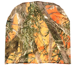 Oranje camouflage beanie van echt hout