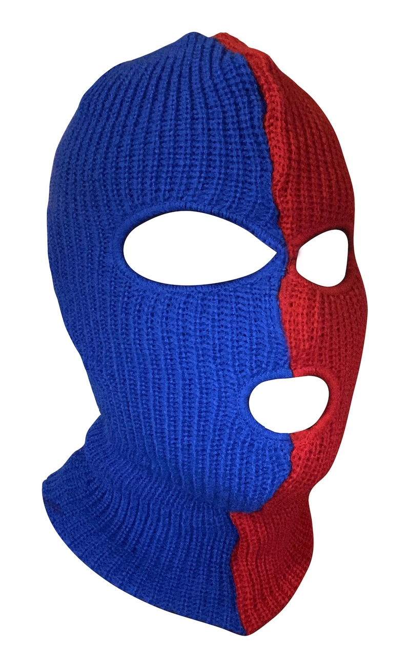 Ski Mask Superman colors 3 holes Half Red Half Blue | Etsy