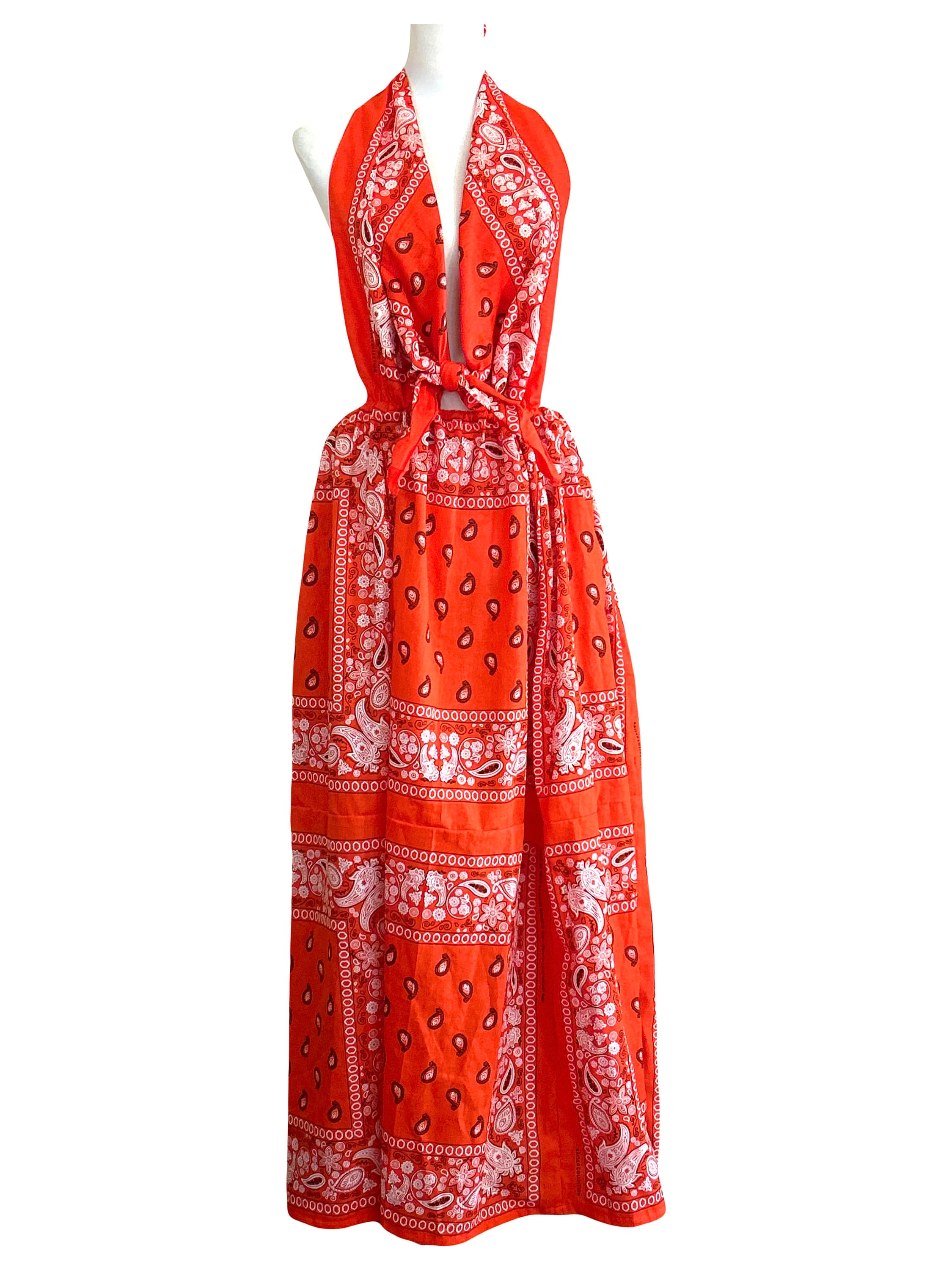 Bandana Scarf Backless Dress Adjustable waist