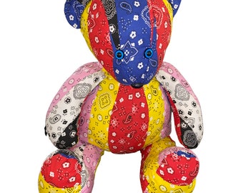 Backpack Teddy Bear Bandana Fabric Plush Toy Bag Kente  display picture 1