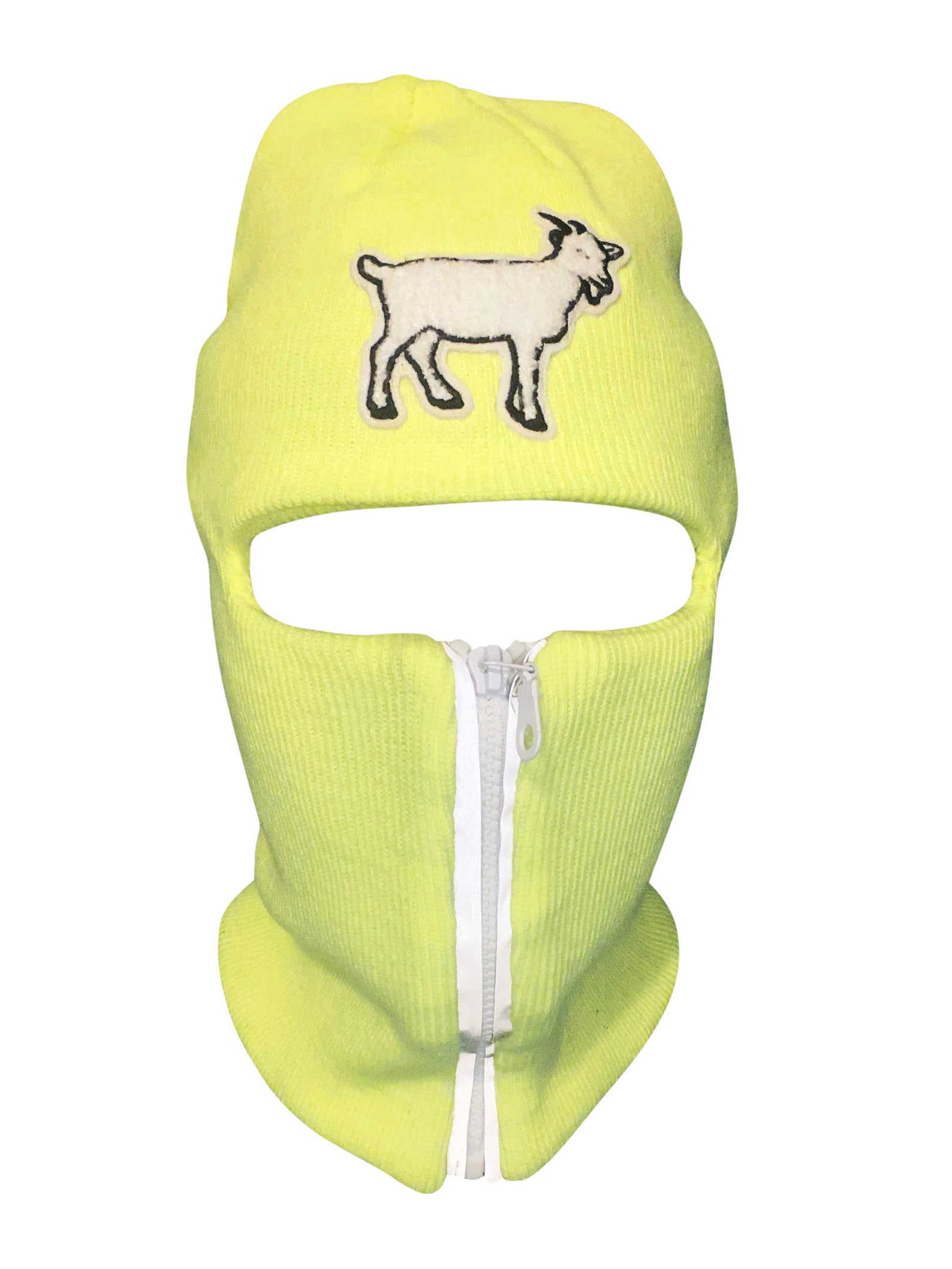 Neon Green Reflective Zip up Balaclava With White Goat Emblem Etsy